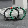 10 Gioielli in stile Uomo Commercio all'ingrosso 10 pz / lotto 8mm Braccialetti con perline in pietra naturale Micro pavimenta Cz Palla Croce e occhio Macrame Bracciale