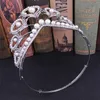 Creative Peachers Feathers Crown Pearls Full Tiara Beauty Queen Crown Big for Women Women Cohiple Hair Accessori