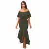 Fashion-Women's Dress 2019 Nya Simple Ruffled Dresses Fashion One-Shoulder Långkjol Multi-Färg Valfri Storlek S-XL