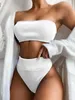 2020 Sexy Bandeau Hohe Taille Bikini Weiblichen Badeanzug Frauen Bademode Zwei-stück Bikini set Liebsten Badende Badeanzug