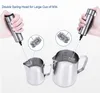 Montalatte Utensili per uova Montalatte portatile a batteria Montalatte per schiumare Latte Cappuccino Mini Frappe Mixer Cioccolata calda Acciaio inossidabile Argento