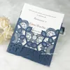 Hot Sale Laser Cut Invitation Cards with Crystal Diamond For Wedding Party, Navy Blue Custom Printing Quinceanera Invitations Dinner Invites