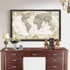 Grand Vintage World Mapd Fournitures de bureau Detaile Antique Affiche Tableau mural Rétro Papier Mat Kraft Papier 28 * 18 pouces Carte Du Monde