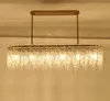 Gouden luxe ontwerp Rechthoekige kroonluchters AC110V-220V Clear Glas LED Hanglamp Eetkamer Woonkamer Opknoping Lichten Verlichtingsarmatuur