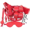 10 Pz / set Sexy Lingerie PU Leather bdsm Bondage Set Sex Mano Piede Frusta Corda Blindfold Giocattoli erotici del sesso per le coppie Y191207