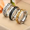 Roteerbare ketens ringen roestvrij staal beweegbare spin ketting ring hiphop heren ringband ring mode sieraden wil en zandgift