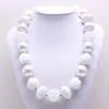 Cute baby kids chunky beaded necklace handmade white rhinestone acrylic beads necklace for girl child jewelry party gift