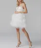 Cute Sweetheart Bez Rękawów Tulle Zipper Back Tiers Krótki Mini Druhna Dress Cocktail Party Dress Z falowaniem i frezowaniem