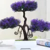 Décoratif Fleurs Couronnes Ganoderma Arbre Lotus Pin Simulation Plante Fleur Bonsaï Ensemble Petit Pot Vert Table Top Décoration Décor À La Maison