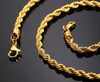 18K Real Gold Plated Stainless Steel Rope Chain Necklace for Men Gold Chains Fashion Jewelry Gift