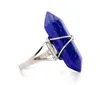 NEW Hexagonal Prism Rings Gemstone Rock Natural Crystal Quartz Healing Point Chakra Stone Charms Opening Rings for women men