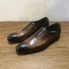 Sipriks designer abito da uomo in pelle patinata oxfords scarpe da smoking formale in vera pelle di mucca italiana suola in gomma stringata da uomo 44