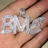 Beställnings- namn baguette bokstäver hip hop hänge med gratis rep kedja guld silver bling zirconia män smycken