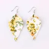 Fashion- Flower Printed leaf Leather Dangle Drop Earrings for Women Bohemian Style Leaves Statement Earrings for Women Summer Boho Jewelry