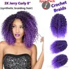 3pcs 8quot Marlybob Crochet Extension de Cheveux Marlibob Vague D'eau Crépus Bouclés Jerry Bouclés Tressage Crochet Cheveux Marley Tresse Cheveux B7306041