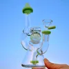 14mm Green Purple Glass Bongs Unique Hookahs With Bowl Glow In The Dark Ball Slitted Donut Perc Dab Rigs Inverted Showhead Percolator