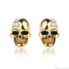 Punk Skull Stud Earrings Crystal Rhinestone for Women Men Vintage Couple Skeleton Earrings Hip Hop Ear Studs Jewelry Halloween Gifts