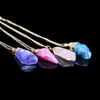 Hot Selling Natural Gemstone Pendants Necklace Gold Chain Statement Necklaces Rose Quartz Healing Crystals Jewelry for Women Girls