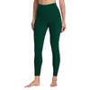 Leggings da allenamento da donna solidi con tasca per telefono Leggins da fitness Pantaloni sportivi da yoga a vita alta