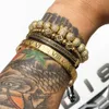 4 stks / set gouden armband mannen kroon pave cz zirkoon roestvrij stalen kralen gevlochten vlechten armband luxe sieraden dropship