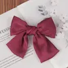 Kvinnor Silk Dubbel Satin Oversized Bow Hairpin Top Hair Clip Girls Solid Färg Elastisk Hårklipp Hårtillbehör Ny ankomst