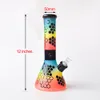 Colorato 12 "7MM bicchiere di vetro spesso Bong Narghilè Tubo dell'acqua in vetro Dab Rig con ciotola di vetro Ricicla l'impianto petrolifero