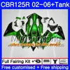 Body Repsol Green + Tank voor Honda CBR-125R 125CC CBR125RR CBR125R 02 03 04 05 06 272HM.21 CBR 125 R 125R 2002 2003 2004 2005 2006 Kuip