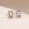 New fashion temperament earrings for Pandora 925 sterling silver plated rose gold CZ diamond jewelry with box ladies earrings holiday gift