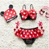 Stroje kąpielowe Baby Bow Plaid Bikini Zestawy Dots Paski Swimweear Cap Garnitury Cartoon Arbuz Kostium Kąpielowy Strawberry Koronkowa Dress Bikini Lzzyq351