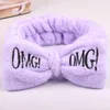 Ny OMG Letter Coral Fleece Wash Face Bow Hairbands For Women Girls Headbands Headwear Hairbands Turban Baby Hair Accessories