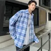 Camicie da uomo plaid manica lunga di grandi dimensioni 3XL Oversize Chic BF elegante semplice camicia da uomo adolescenti Ins Retro Harajuku Streetwear nuovo