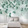 Özel duvar duvar kağıdı Avrupa tarzı retro el boyalı yağmur orman bitki yeşil yaprak pastoral duvar boyama duvar kağıdı 3d