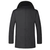 Long Coat Winter Woolen Men fleece tjock löstagbar stor päls krage ullrock hösten vindbrytare casual jacka herrkläder