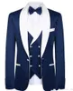 Anpassat kött Två knappar Royal Blue Groom Tuxedos Peak Lapel Groomsmen Best Man Suits Mens Wedding Suits (Jacket+Pants+Vest+Bow Tie)