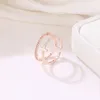 New Fashion Personalidade Duplo Abrir Anel Para Mulheres Silver Rose Gold Mini Anel de cristal Ajuste de casamento dos Namorados Engagement Dia Jóias-Y