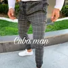 Herr Cargo Byxor sexiga high wasit vår sommar mode ficka Herr Slim Fit Pläd Raka ben Byxor Casuals Pencil Jogger Casual Pan