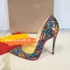 Casual Designer sexy lady new style fashion women dress shoes multi satin vitrail stained glass fabric stiletto pointy toe heels pumps 12cm 10cm big size 44