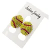 Handgefertigter Schmuck, Baseball-Form, weiß, gelb, Kristall-Ohrstecker für Frauen, durchbohrter Ohrring, weiblicher Schmuck