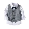 Boys Wedding Suits Kids Clothes Toddler Formal Kids Suit Children'S Wear Grey Vest + Shirt + Trousers Boys Outfit Baby Clothes