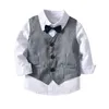 Costumes de mariage pour garçons, vêtements pour enfants, costume formel pour enfants, vêtements pour enfants, gilet gris + chemise + pantalon, tenue pour garçons, vêtements pour bébés