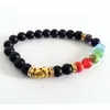 New 7 Chakra Pulseira Homens Preto Lava Cura Equilíbrio Contas Reiki Buda Oração Pulseira De Pedra Natural Yoga Para As Mulheres