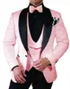 Mode Bourgogne Embossage Marié Tuxedos Châle Revers Groomsman Mariage 3 Pièce Costume Hommes D'affaires De Bal Veste Blazer (Veste + Pantalon + Cravate + Gilet) 8