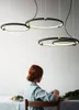 패션 실내 조명 현대 LED 펜던트 램프 링 서스펜션 조명기구 블랙 새로운 조명기구 홈 아트 데코 조명 매달려