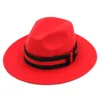 Mode-Vintage Unisex ullblandning Panama Hat Jazz Outdoor Wide Brombrero Godfather Cap Fedora Hattar Storlek 56-58cm