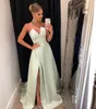 Découpe col en v robe de soirée de bal Satin longue 2020 robes fendues sur le côté femme vestidos de gala soirée robe formelle