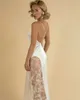 Sexy Wedding Robes Spaghetti Strap Sleeveless Appliqued Lace See Through Night Gown For Women Ribbon Backless Sweep Train Sleepwear