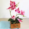 Ogród Sztuczny Drewno Dulka Desktop Craft Mini Jedwab Kwiat Home Decoration Display Office Simulation Bonsai Butterfly Orchid Prezent