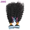 Naturlig Svart Remy 100g Afro Kinky Curly Body Water Deep Wave Straight 3B 3C 4A 4B 4C Virgin Hud väftband i mänskliga hårförlängningar