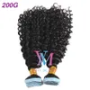 Natural Black Remy 100G AFRO Kinky Кудрявый корпус Вода Вода Глубокая Волна Прямой 3B 3C 4a 4B 4C Девственная Кожа Уто IN Уток в Человеческих Усилении Волос