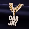 AZ med 20 mm kubansk kedja Anpassad namn Small Letters Pendant Necklace For Women Men Zircon Hip Hop Jewelry9988740